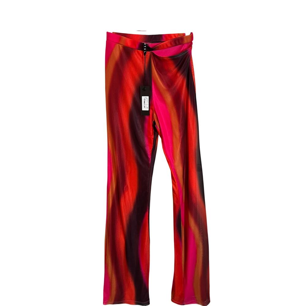 MOTEL Zola Trouser NWT Size S flare leg solarized pink/orange mesh rave groovy